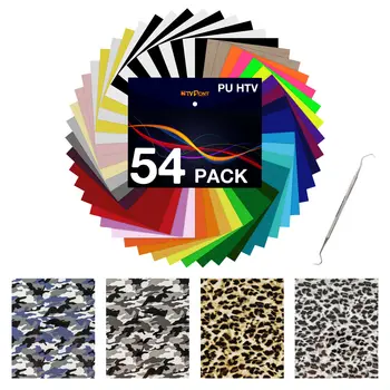 HTVRONT 54шт 30 см * 25 см Полиуретановые Теплопередающие Виниловые Листы многоцветные + Леопардовое железо на HTV Пленках для футболки Cricut Heat Press Ткань