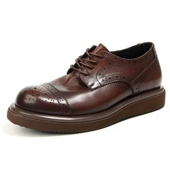 US6-10 Мужская обувь из натуральной кожи с резьбой в стиле Брок, деловые мужские туфли-оксфорды в стиле ретро высокого класса для званого ужина