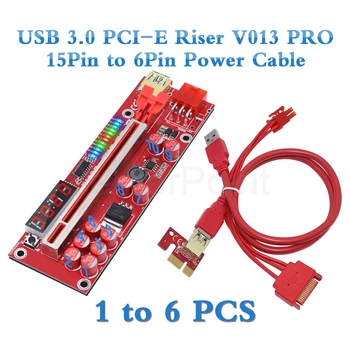 1-6 шт. Новейший V013 Pro PCIE Riser 013 Cabo Riser Card Express x1 x16 SATA-6Pin Кабель Питания USB 3.0 Кабель Для Майнинга Miner