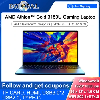 Eglobal Ультратонкий Ноутбук 15,6 дюймов AMD Athlo Gold 3150U Radeon Graphics Windows 10 pro ключевой Ноутбук ПК Нетбук AC WiFi