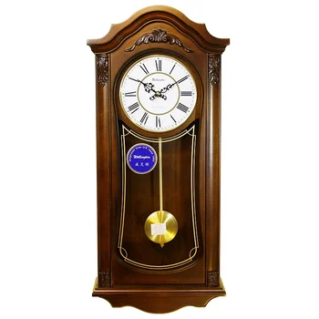 G30311 Музыкальные часы с часовым перезвоном высокого качества, европейские антикварные деревянные кварцевые настенные часы без звука