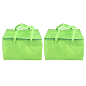 2X Складная Большая сумка-холодильник, Переносная сумка для пищевых тортов, Термосумка из алюминиевой фольги, зеленая
