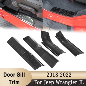 4 шт. Накладка на порог, защитные накладки для Jeep Wrangler JL 2018-2022, Внутренняя защита порога из нержавеющей стали