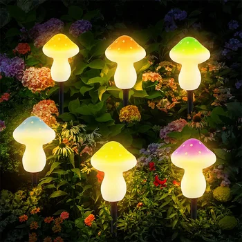 Светодиодные солнечные милые грибные гирлянды для украшения сада, водонепроницаемая солнечная сказочная лампа для газона во внутреннем дворике, ландшафтное освещение во дворе