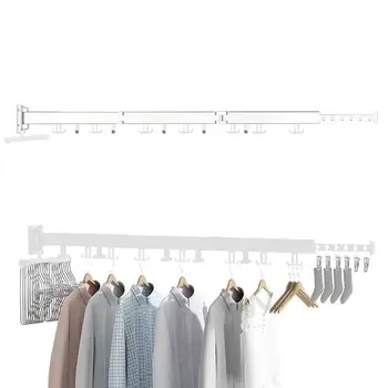 Выдвижная сушилка для ткани, Выдвижная настенная сушилка, прочная несущая вешалка для одежды с крючками, подставка для одежды на балкон