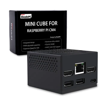 DeskPi Mini Cube для вычислительного модуля Raspberry Pi 4 (CM4) с бесшумным охлаждающим вентилятором