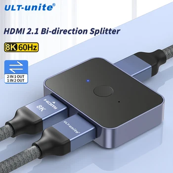 HDMI 2,1 Переключатель 8K60Hz 4K120Hz 2 в 1 выходе для телевизора Xiaomi Xbox SeriesX PS5 HDMI Кабельный Монитор 1080P 1 В 2 Выходе HDMI 2 1 Разветвитель