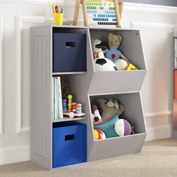 RiverRidge Home 3 Cubby 2 Напольный шкаф для хранения овощей - Серая детская книжная полка книжный шкаф мебель для книжных полок
