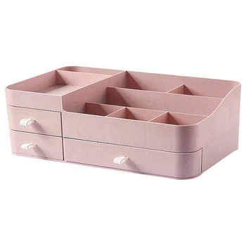 Розовый органайзер для макияжа на туалетном столике, Органайзер на столешнице с выдвижными ящиками, хранилище косметики для ухода за кожей