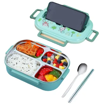 Ланч-бокс из нержавеющей стали для детей, школьников, хранения продуктов, Изолированный контейнер для ланча, коробка для завтрака Bento Box с суповой чашкой