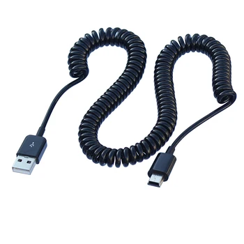Кабель зарядного устройства USB 2.0 с пружинным колено длиной 2 м для подключения к MINI USB 5PIN для синхронизации данных