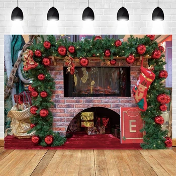 Рождественский фон Yeele, носки для фотосъемки у камина, Подарок, Красный шар, ковер, фон для детской фотосессии, фотостудия, фотофон