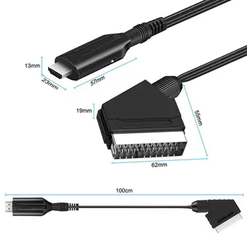 Совместимый с Scart Конвертер HDMI, длина кабеля 1 М, Цифровой Аудио-Видеоадаптер для HDTV/DVD/телеприставки/PS3/PAL/NTSC