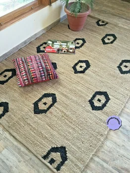 Коврик из натурального джута, плетеный Бежевый Реверсивный коврик, Конопляный ковер, современный коврик для гостиной