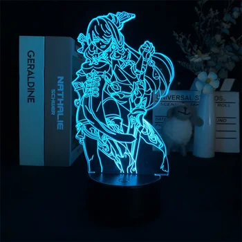 Большая Медведица Genshin Impact 3D Ночник Игра для декора спальни Милый красочный подарок на День Рождения, светодиодная лампа, Манга, прекрасный подарок для малыша