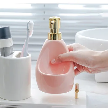 дозатор мыла объемом 350 мл, Розовая керамическая мыльница, Дезинфицирующее средство для рук, Бутылки для шампуня, средство для мытья рук, пустая бутылка для пополнения