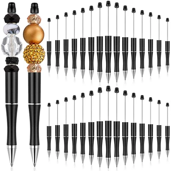 20шт Черная ручка из бисера, Пластиковая шариковая ручка из бисера, черные чернила, ручка 