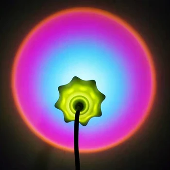 Проекционная лампа в форме цветка на закате, USB Портативные светильники с радужной атмосферой для спальни, украшения детской комнаты, Рождественский подарок
