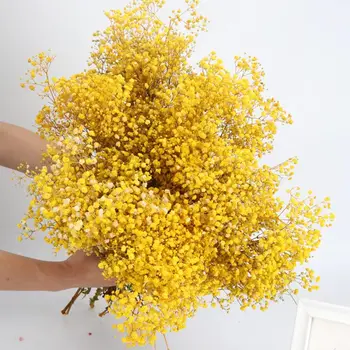 Желтый Букет из сушеного детского дыхания - Более 2000 цветов -Декор для дома, Свадьбы, Цветочные проекты своими руками и Праздничный рождественский декор