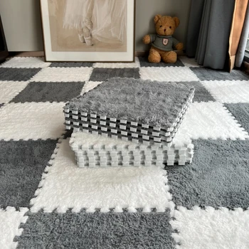 Детский плюшевый коврик-головоломка из пенопласта, Пушистый квадратный коврик, Пушистый коврик для пола, Игровая дверь, Коврики для спальни