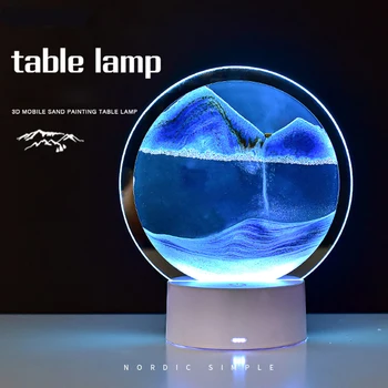 Креативная настольная лампа с сенсорным управлением из зыбучих песков, домашний декор для спальни, 3D Прикроватная лампа с природным пейзажем, подарок к празднику, USB ночник