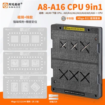 Наборы трафаретов для восстановления процессора AMAOE Mbga-B12 A8-A16 для iPhone X XS XSMAX 11 12 13 14 Series Pro/Max Mini