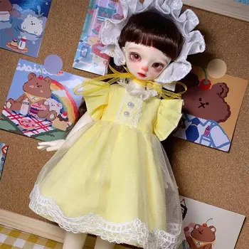 Платье для куклы Bjd 1/6 30 см, кремово-желтая юбка с расклешенными рукавами, игрушечная одежда (подходит для аксессуаров для кукол 1/6)