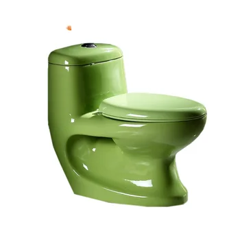 Красочный керамический туалет для ванной комнаты с новым моющим средством, цельный туалет зеленого цвета QY-004CT
