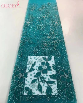 Модная Элегантная Французская Кружевная ткань с вышивкой бисером, Африканская Нигерийская Ткань С Пайетками Для Свадебного платья