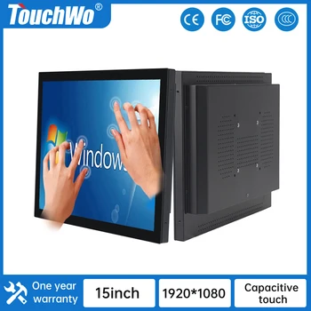TouchWo 15-дюймовый широкоэкранный открытый каркас True Flat Емкостный сенсорный Все в одном безвентиляторном промышленном настенном встраиваемом панельном ПК