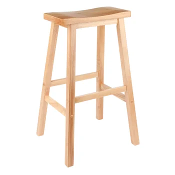 Барный стул с седловидным сиденьем из массива дерева, Натуральная отделка, Табурет без спинки, с сиденьем в виде седла для кухни