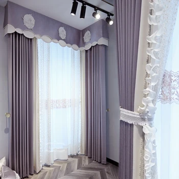Современный легкий Роскошный фиолетовый оттенок и простые шторы из полиэстера и хлопка, Плотные шторы на заказ для гостиной, столовой, спальни