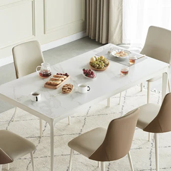 Прямоугольный Белый Обеденный Стол, Скандинавская Минималистичная кухня, Современное покрытие для обеденного стола, Роскошная мебель для столовой Mesa De Jantar