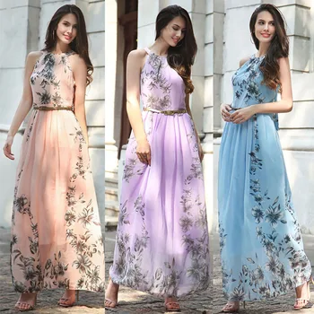 летняя новая шифоновая юбка 2022, модная юбка в цветочек со свисающим вырезом, сексуальное длинное платье с принтом, платье на шнуровке с талией