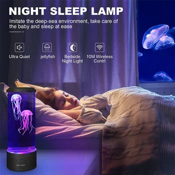 Интеллектуальная лампа в виде Медузы, Пульт дистанционного управления, Изменяющий цвет Аквариума, USB-Зарядка, светодиодный ночник, подарок На День Рождения, Расслабляющее настроение
