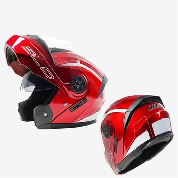 Двухобъективный Откидной Мотоциклетный шлем для мотокросса, Мотоциклетные Шлемы для скутеров ECE с солнцезащитным козырьком, Модульный шлем Moto De Capacete в горошек