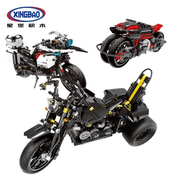 Наборы моделей мотоциклов Xingbao, 3 стиля, Патрульный мотор, Тяжелый мотоцикл, Внедорожный Автоцикл, Строительные блоки, Кирпичи, Игрушки для взрослых