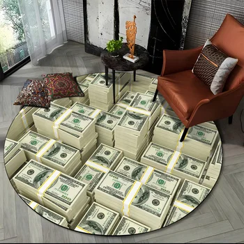 Роскошный Круглый ковер с 3D рисунком в виде евро-доллара, коврик для гостиной, спальни, детской комнаты, Декор для стульев, коврик для домашних животных, нескользящий коврик