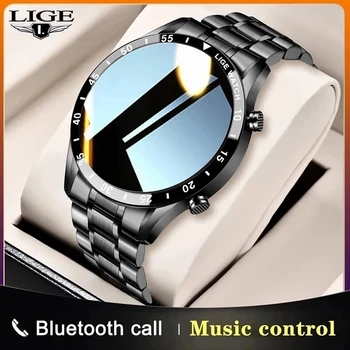 LIGE 2021 Новые Смарт-часы Мужские С Полным Сенсорным экраном, Спортивные Часы для Фитнеса, Водонепроницаемые Bluetooth-звонки Для Android iOS Smartwatch + Коробка