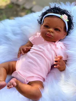 FBBD 20-Дюймовая Темнокожая Кукла Reborn Baby Doll Lanny 3D Для Раскрашивания Кожи, Уже Готовая Кукла Reborn С Венами, Куклы Для Детей