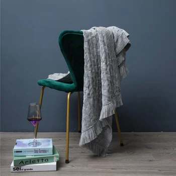 Новое скандинавское ретро-одеяло Ромб Шерстяное Вязаное Одеяло Four Seasons Прикроватный столик с полотенцем Офисный Кондиционер Одеяло для сна