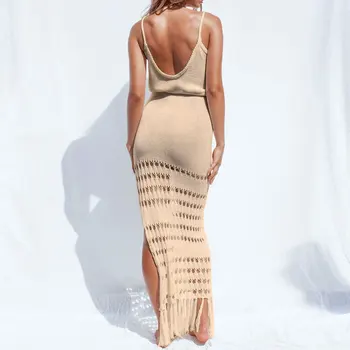 Новое модное женское платье 2023, открытый топ-бикини со шнуровкой, куртка для купальника с кисточками, Пляжное Сексуальное платье для женщин