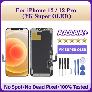 YK Super OLED LCD Экран для iPhone 12/12 Pro с цифровым преобразователем Полная сборка Замена ЖК-экрана мобильного телефона