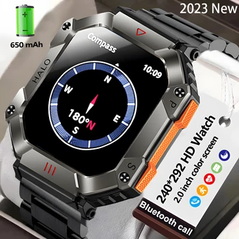 2023 Новые Военные Мужские смарт-часы, Компас, Трекер, Водонепроницаемая батарея емкостью 650 мАч, Bluetooth-вызов, умные часы для Xiaomi Android Ios