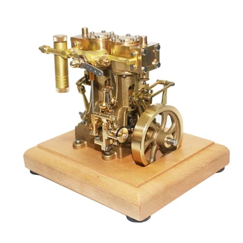 Новая вертикальная двухцилиндровая модель парового двигателя 3,7 куб. см Мини-латунная модель парового двигателя Power Group, обучающая игрушка по физике