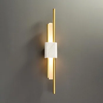 Светодиодный настенный светильник дизайнерский креативный современный минималистский мраморный металлический декоративный светильник для прохода виллы