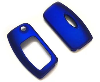 Автомобильный аксессуар Чехол для ключей Пластиковый бесключевой брелок с откидной 3 кнопкой для Ford (синий металлик)