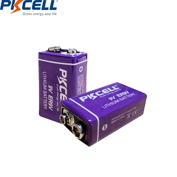 2ШТ PKCELL ER9V 1200 мАч 9 В Li-SOCl2 Литиевые Батареи Bateria для Пожарной Сигнализации Литий-ионный Аккумулятор 6LR61 6f22электронный Термометр
