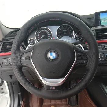 Новый Противоскользящий чехол из черной кожи на рулевом колесе для BMW 320Li 2013