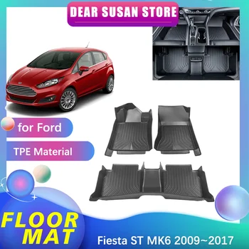 Автомобильный коврик для Ford Fiesta ST MK6 Titanium Хэтчбек 2009 ~ 2017 Детали для ног, подкладка из ТПЭ, ковровая накладка, аксессуары для ковров на заказ
